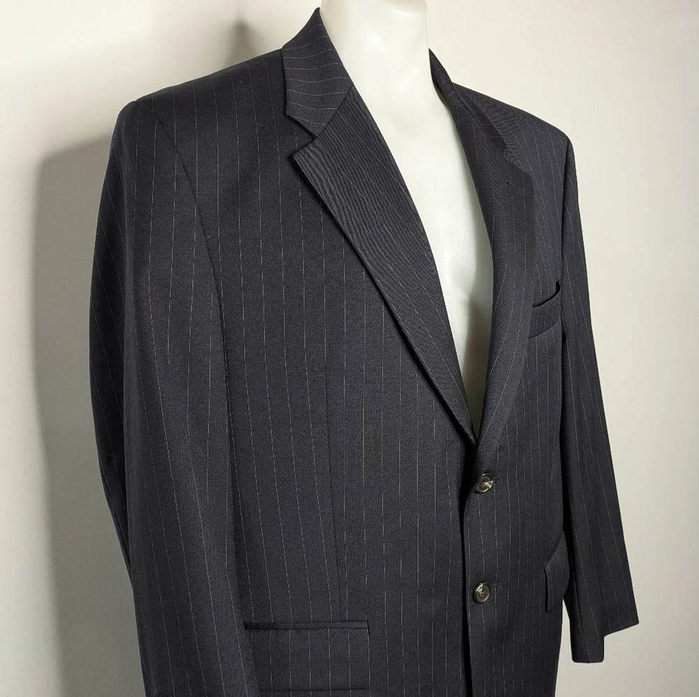 Lauren Ralph Lauren Blue White Pinstripe Wool Suit Jacket Blazer L
